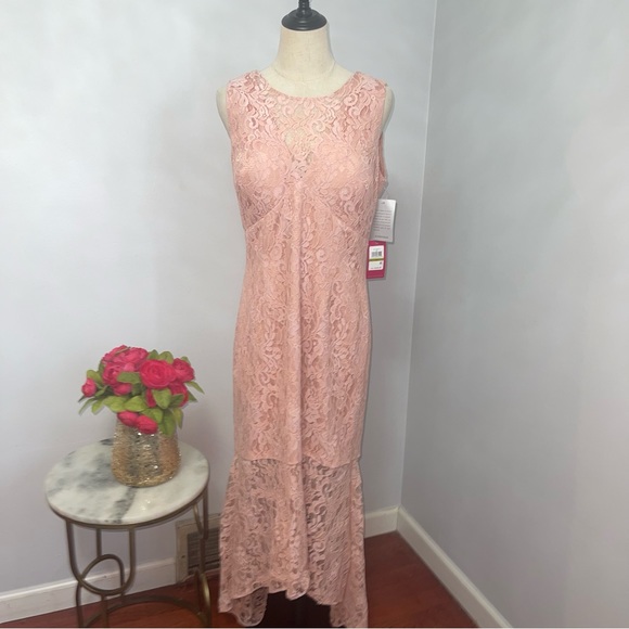 # Vince Camuto Apricot Floral Lace High-Low Cocktail Dress- New With Tag - Picture 5 of 17